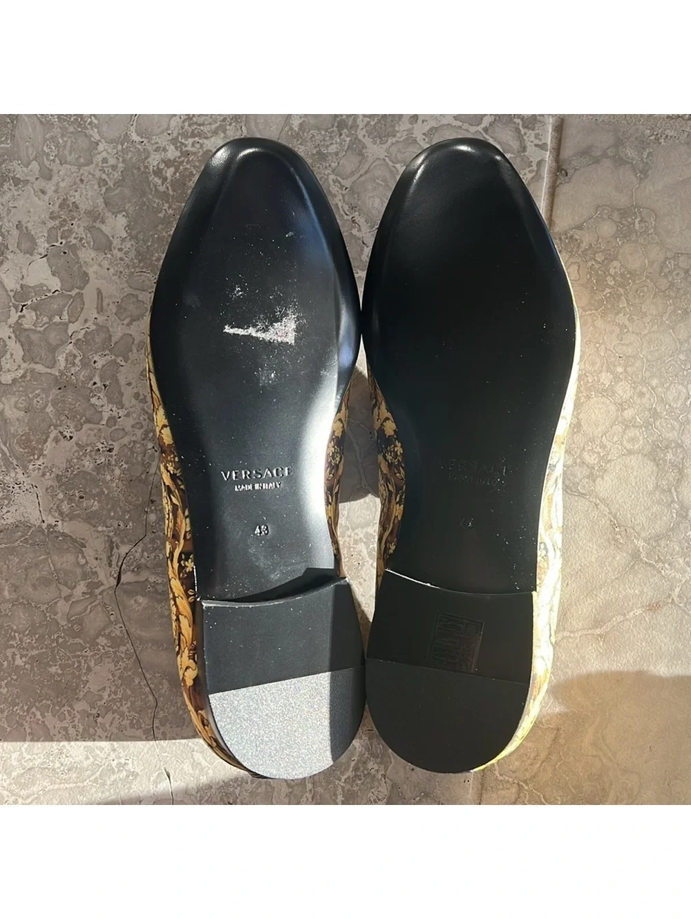 Versace Baroque Print Smoking Slippers Slip-On Shoes, Size EU 43 New +DustBag